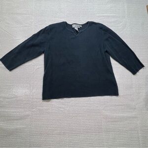 Nomadic Traders Women’s Washed Black Vneck 3/4 Sleeve Knit Sweater - Size XL